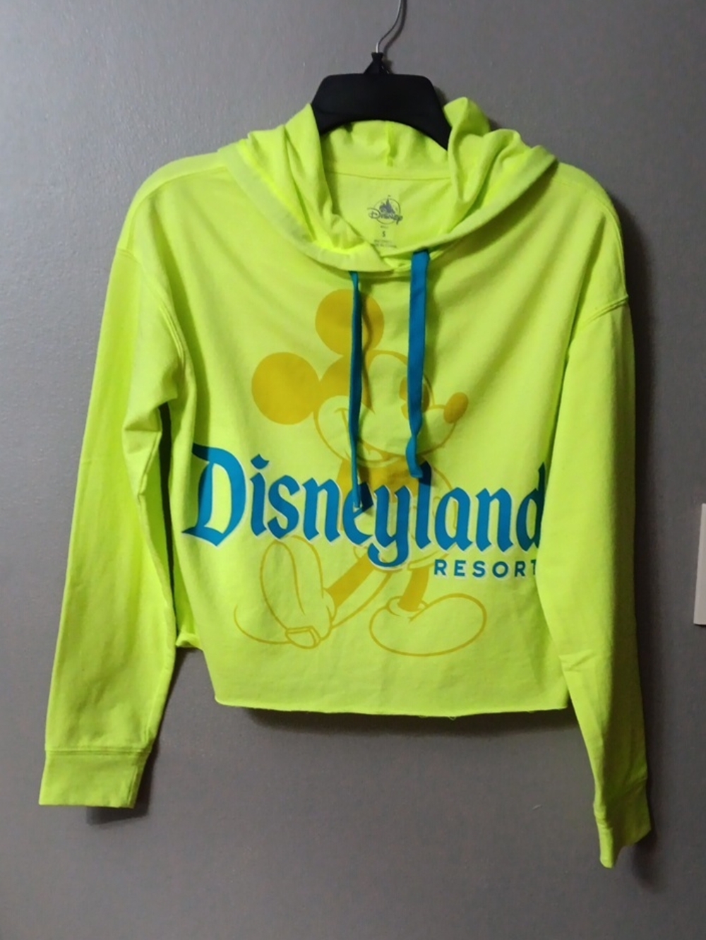 Disney Resort Neon Yellow Womens Crop Hoodie Top